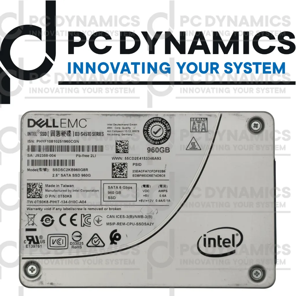 [D3-S4510] SSD Intel Dell 960GB D3-S4510 SSDSC2KB960G8R 0T50K8 T50K8