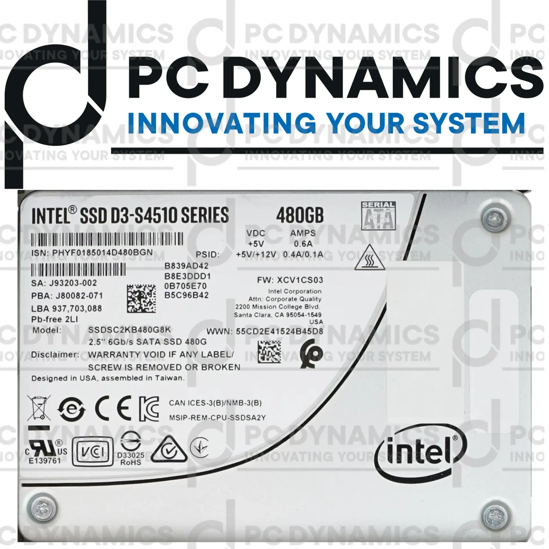 SSD Intel 480GB D3-S4510 SSDSC2KB480G8
