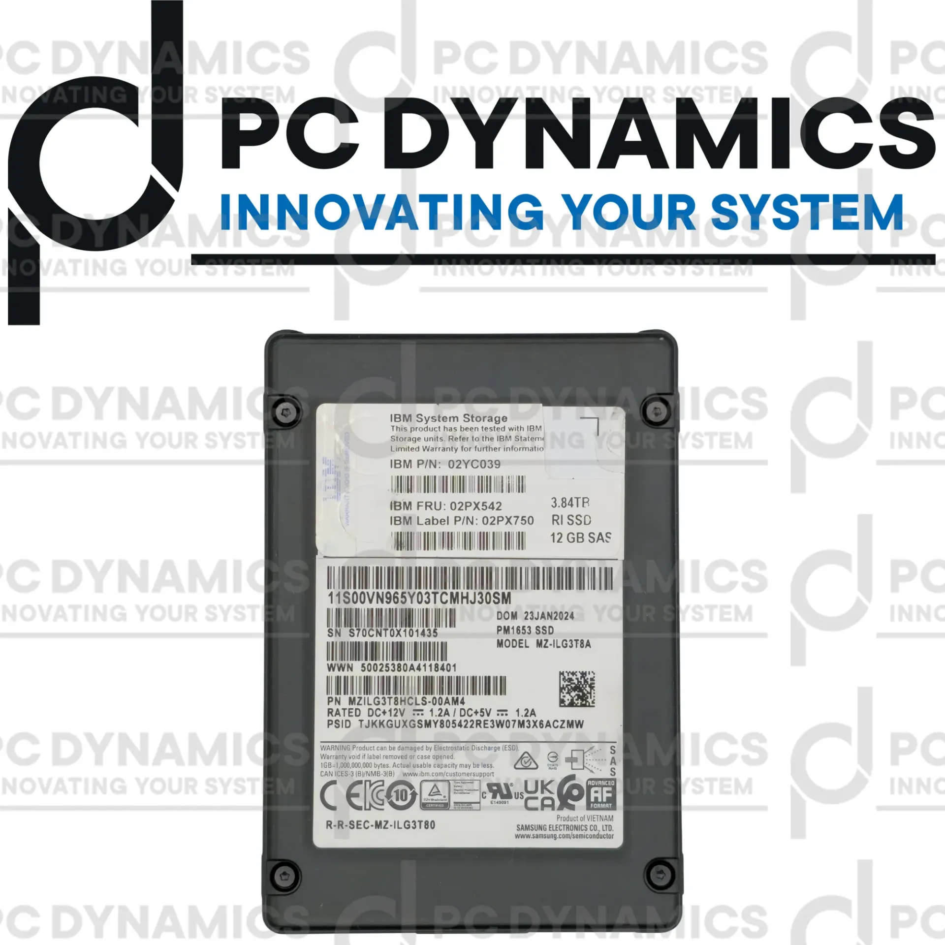 SSD IBM SAMSUNG 3.84TB PM1653 02PX542 MZILG3T8