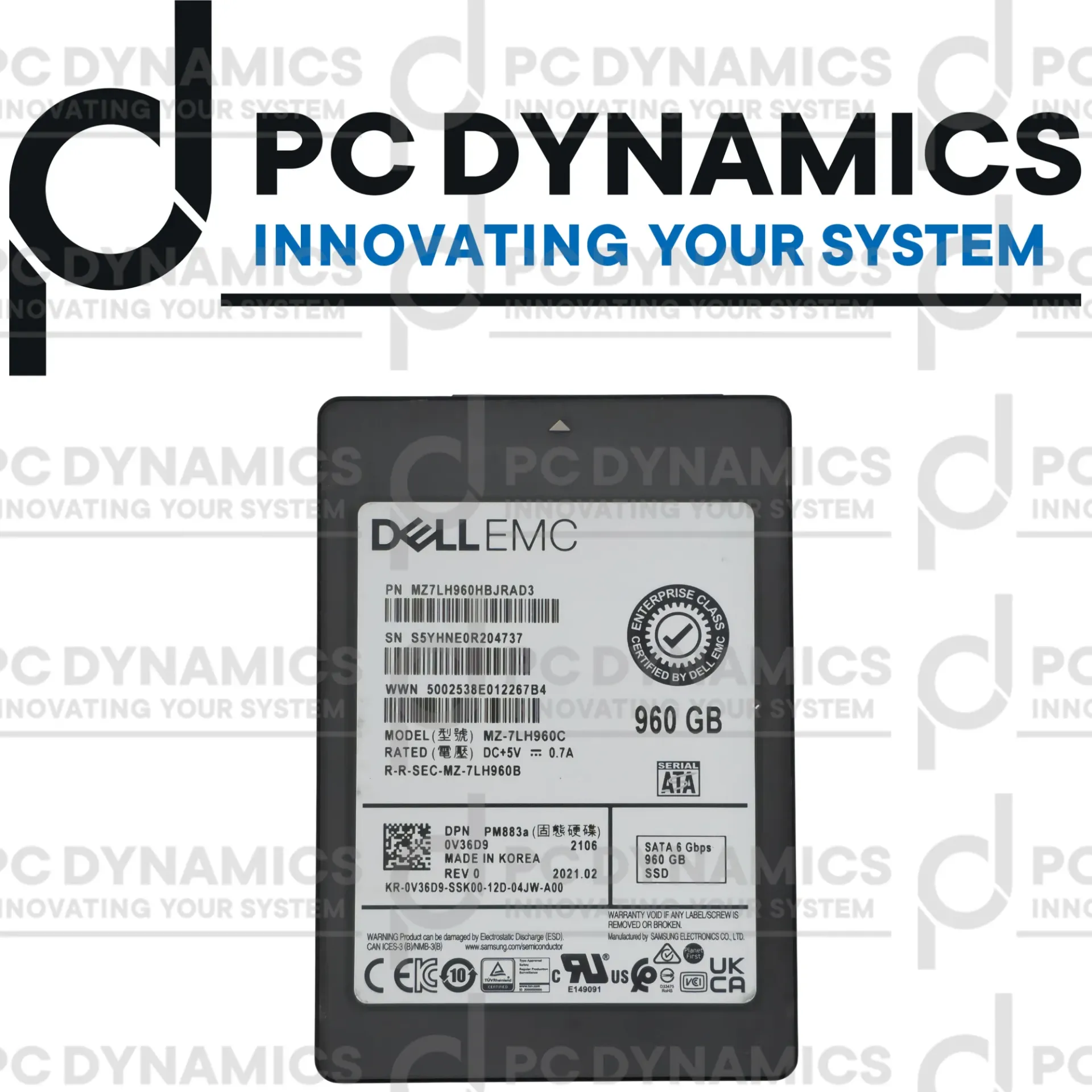 SSD Samsung DELL 960GB PM883 V36D9 MZ7LH960HBJR