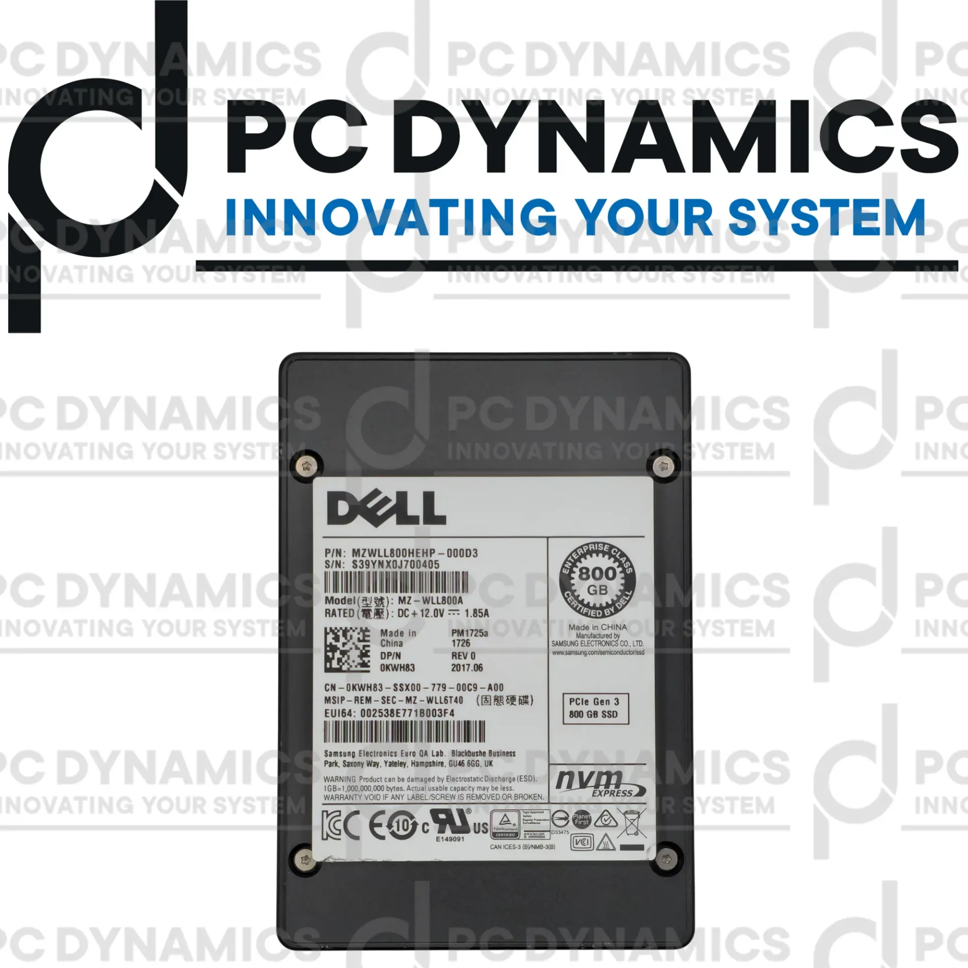 SSD Samsung DELL 800GB PM1725a KWH83 MZ-WLL800A
