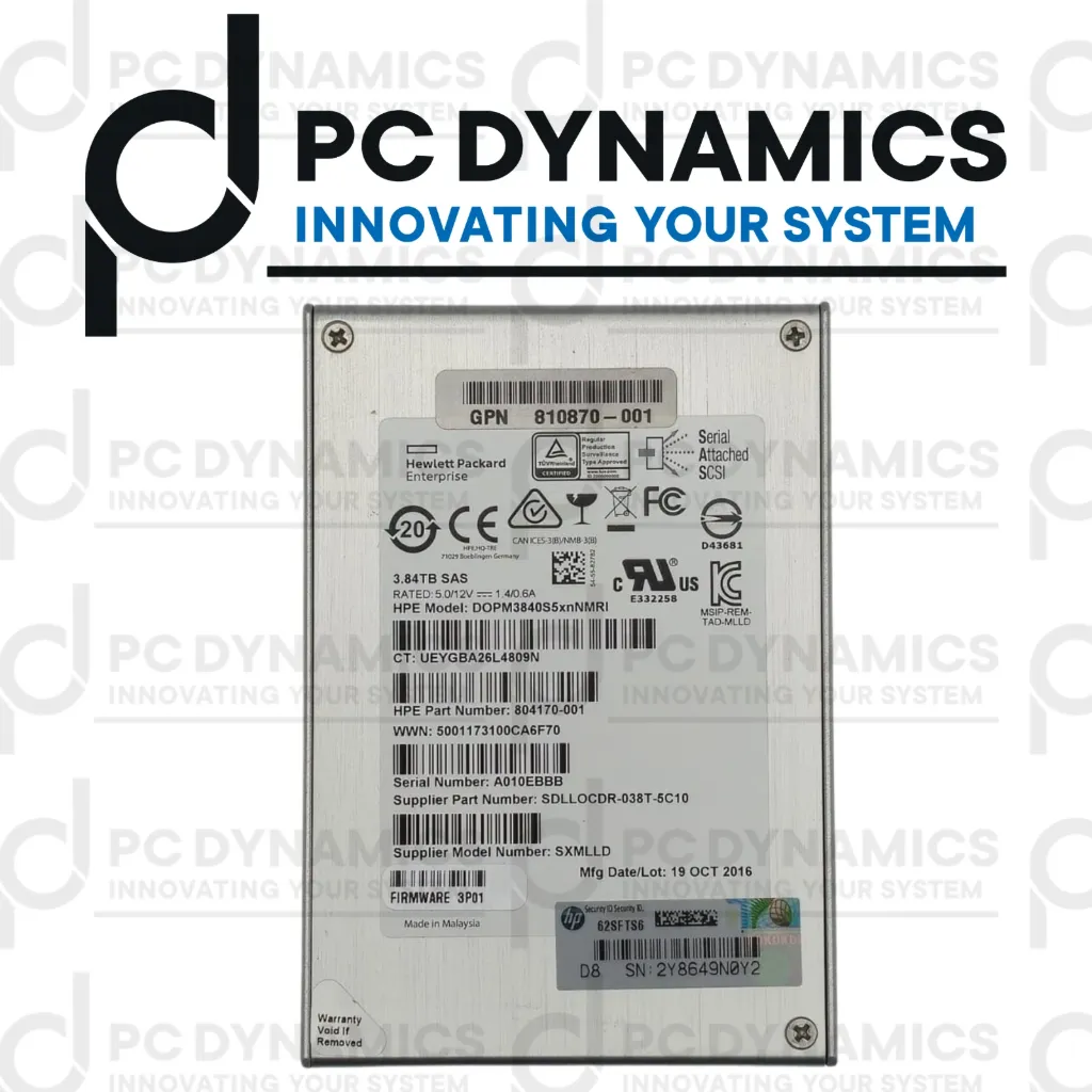 SSD HPE 3.84TB SAS 804170-001 810870-001 2.5"