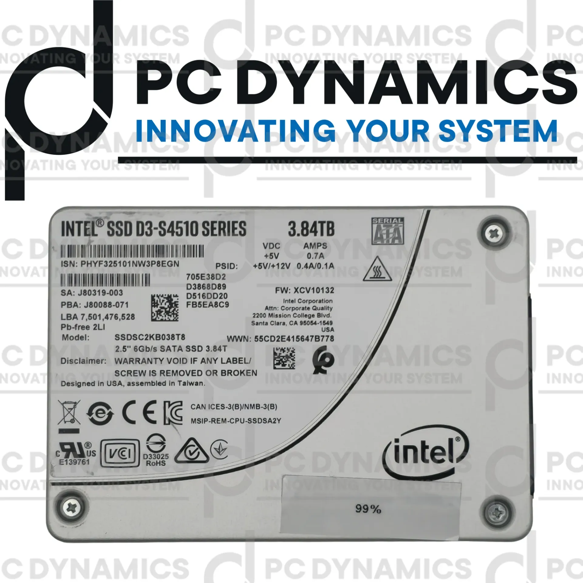 SSD Intel 3.84TB D3-S4510 SSDSC2KB038T8