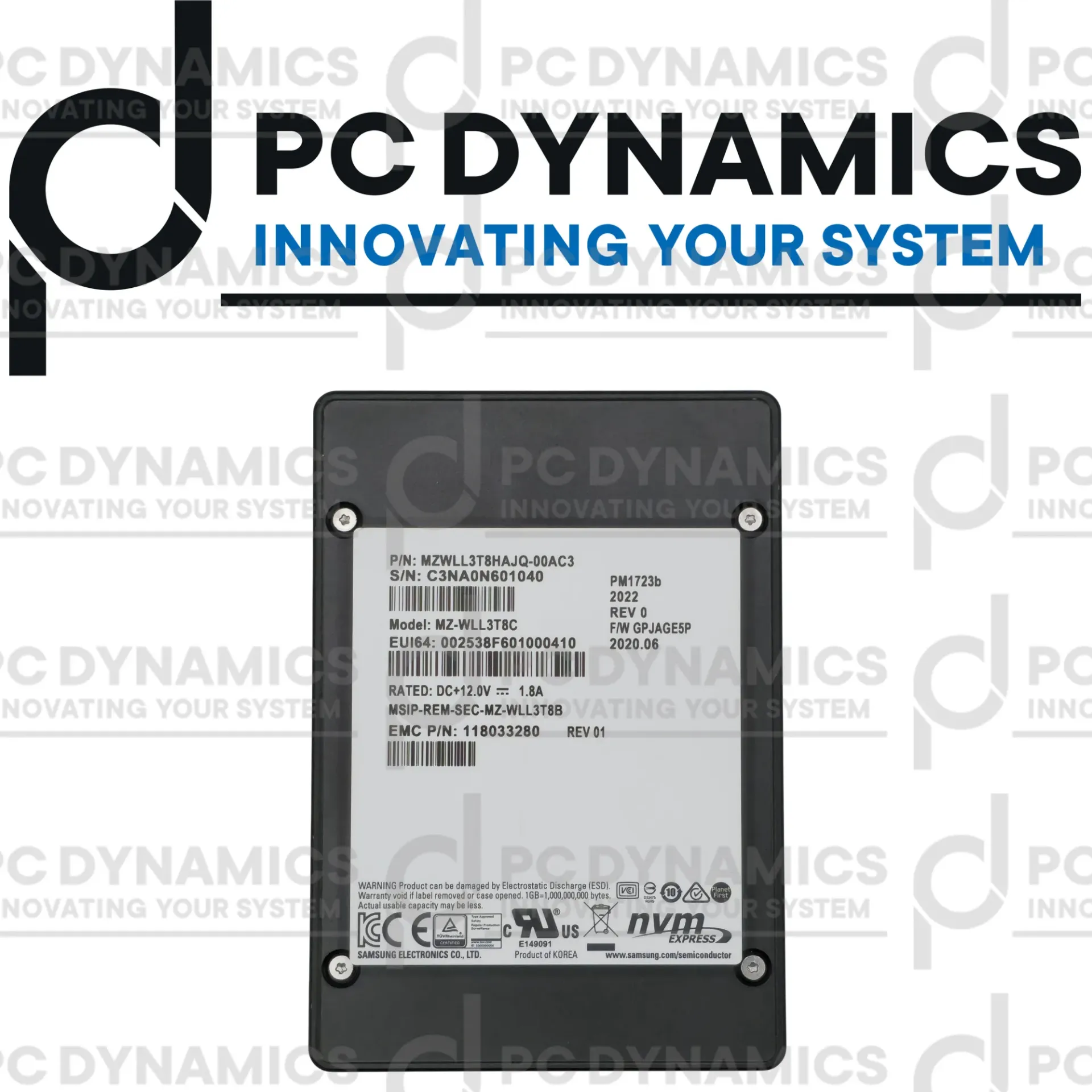 SSD Samsung 3.84TB PM1723b MZWLL3T8HAJQ MZ-WLL3T8C 2.5" NVMe