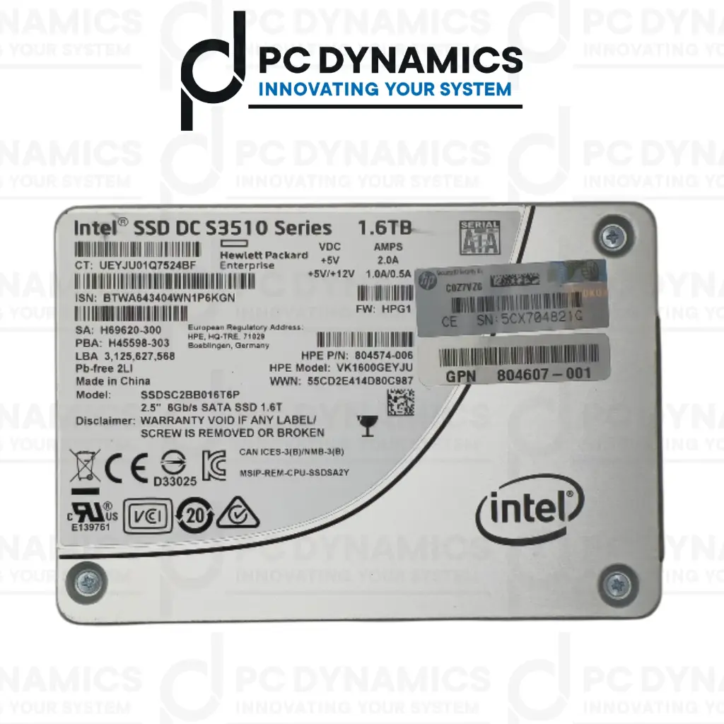 SSD HP 804607-001 - HP 1.6TB 6G SATA Read Intensive SFF SSD Intel S3510 